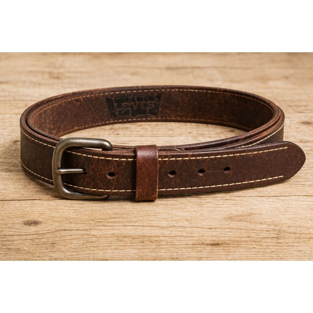 Levi’s Leather Belt Men’s Size 38 Brown Distressed Casual Workwear Vintage